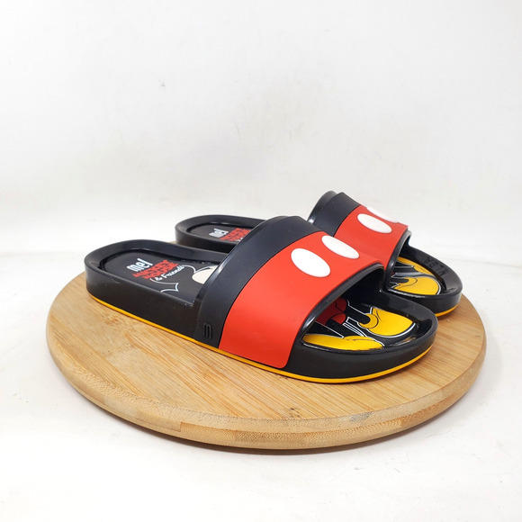 Melissa Disney Mickey Sandals Kids 1 Black‎ Red Belt Jelly Slide Shoes - Picture 5 of 11